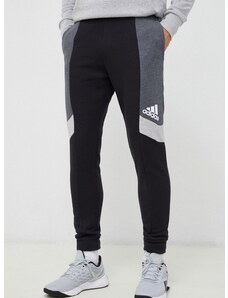 Tepláky adidas černá barva, vzorované