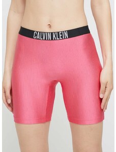 Kraťasy Calvin Klein dámské, fialová barva, hladké, medium waist