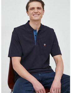Bavlněné polo tričko Tommy Hilfiger tmavomodrá barva, s aplikací