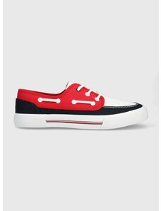 Tenisky Tommy Hilfiger CORE BOAT SHOE CANVAS pánské, červená barva, FM0FM04510