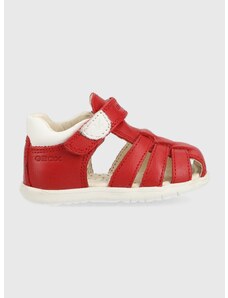 Dětské kožené sandály Geox červená barva