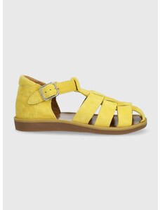 Dětské semišové sandály Pom D'api žlutá barva