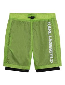 Dětské kraťasy Karl Lagerfeld zelená barva, nastavitelný pas