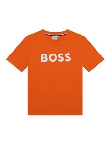 Dětské bavlněné tričko BOSS oranžová barva, s potiskem