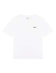 Dětské bavlněné tričko BOSS bílá barva