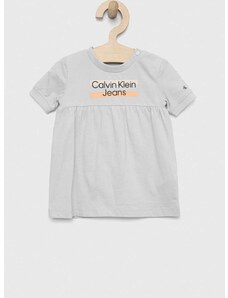 Dívčí šaty Calvin Klein Jeans šedá barva, mini