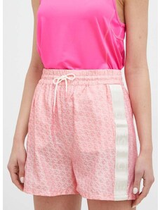 Kraťasy Guess dámské, růžová barva, vzorované, medium waist