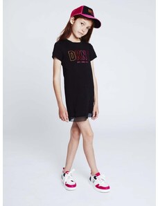 Dětské bavlněné šaty Dkny černá barva, mini
