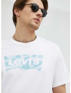 Bavlněné tričko Levi's bílá barva, s potiskem