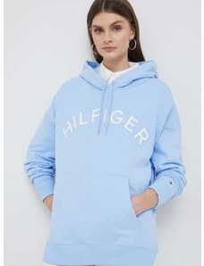 Bavlněná mikina Tommy Hilfiger dámská, s kapucí, s aplikací