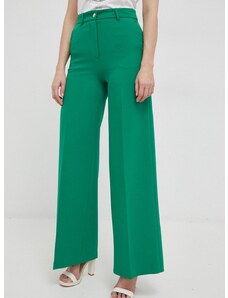 Kalhoty Liu Jo dámské, zelená barva, široké, high waist