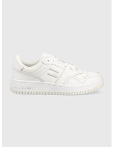 Kožené sneakers boty Tommy Jeans BASKET CUPSOLE bílá barva, EM0EM01194