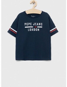 Dětské bavlněné tričko Pepe Jeans tmavomodrá barva, s potiskem