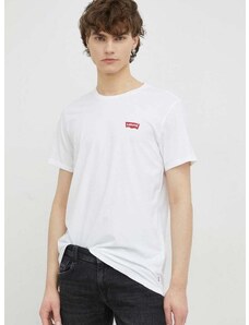 Bavlněné tričko Levi's 2-pack bílá barva, s potiskem