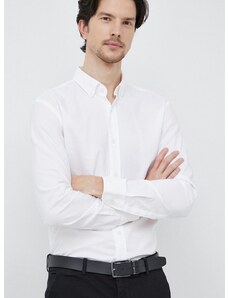 Košile BOSS bílá barva, regular, s límečkem button-down
