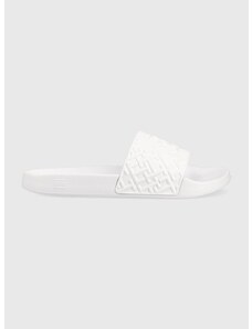 Pantofle Tommy Hilfiger RUBBER TH MONOGRAM POOL SLIDE pánské, bílá barva, FM0FM04464