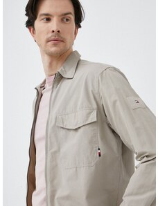 Košile Tommy Hilfiger pánská, béžová barva, regular, s klasickým límcem