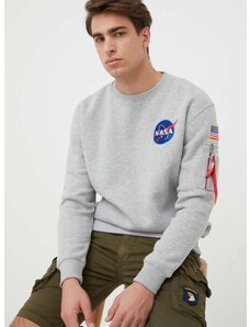 Mikina Alpha Industries Space Shuttle Sweater pánská, šedá barva, s potiskem, 178307.17