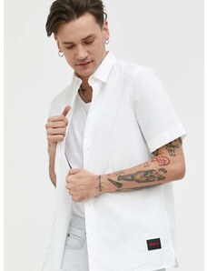 Košile HUGO pánská, bílá barva, regular, s klasickým límcem, 50475668