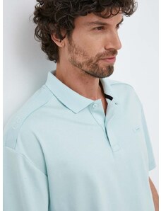 Bavlněné polo tričko Calvin Klein tyrkysová barva, s aplikací
