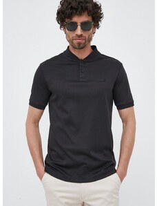 Bavlněné polo tričko Calvin Klein černá barva, K10K111201