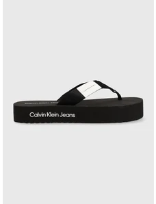 Žabky Calvin Klein Jeans dámské, černá barva, na platformě - GLAMI.cz