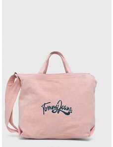 Bavlněná kabelka Tommy Jeans růžová barva