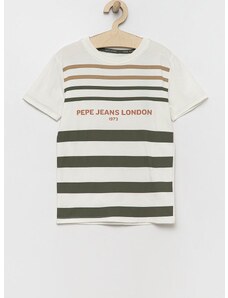 Dětské bavlněné tričko Pepe Jeans bílá barva, s potiskem