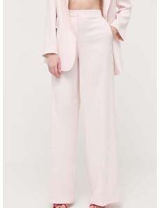 Kalhoty Pinko dámské, růžová barva, široké, high waist
