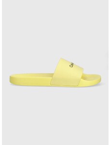 Pantofle Calvin Klein POOL SLIDE RUBBER pánské, žlutá barva, HM0HM00455