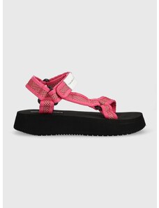Sandály Calvin Klein Jeans PREFRESATO SANDAL WEBBING XRAY dámské, růžová barva, na platformě, YW0YW00969