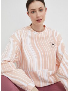 Bavlněná mikina adidas by Stella McCartney dámská, oranžová barva, vzorovaná