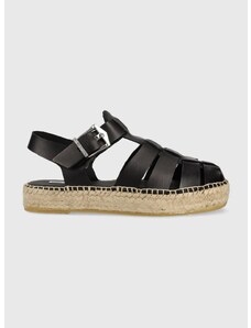 Kožené sandály Karl Lagerfeld KAMINI STACK dámské, černá barva, na platformě, KL80295