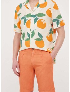 Šortky s příměsí lnu Pepe Jeans Arkin oranžová barva