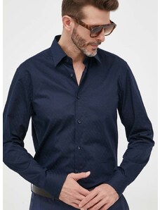 Košile BOSS tmavomodrá barva, regular, s klasickým límcem