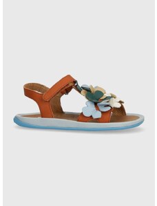 Dětské kožené sandály Camper hnědá barva