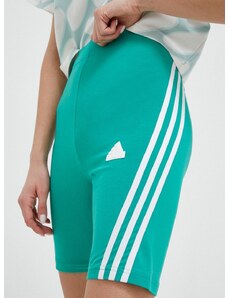 Kraťasy adidas dámské, zelená barva, s aplikací, high waist