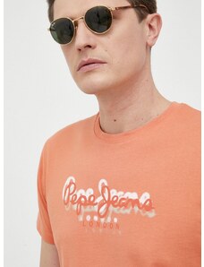 Bavlněné tričko Pepe Jeans Richme oranžová barva, s potiskem