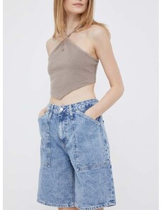 Džínové šortky Calvin Klein Jeans dámské, hladké, high waist