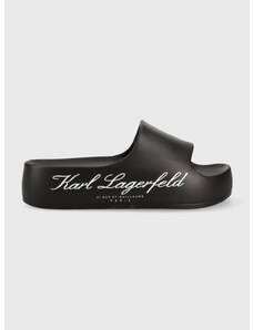 Pantofle Karl Lagerfeld KOBO II dámské, černá barva, na platformě, KL86000