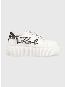 Kožené sneakers boty Karl Lagerfeld KREEPER LO bílá barva, KL42372