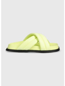 Pantofle Tommy Jeans FANCY PADDED SANDAL dámské, zelená barva, EN0EN02175