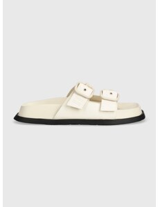 Pantofle Tommy Jeans FANCY SANDAL dámské, béžová barva, EN0EN02136