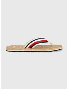 Žabky Tommy Hilfiger HILFIHER CORK BEACH SANDAL pánské, bílá barva, FM0FM04475