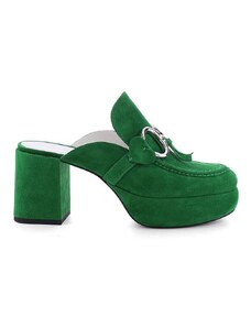 Semišové pantofle Kennel & Schmenger Ira dámské, zelená barva, na podpatku, 91-44530
