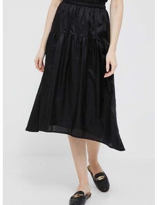 Kašmírová sukně Dkny černá barva, midi, áčková