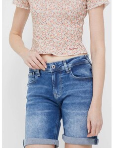 Džínové šortky Pepe Jeans dámské, hladké, medium waist