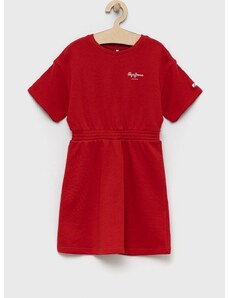 Dětské bavlněné šaty Pepe Jeans PJL GJ Non-denim červená barva, mini