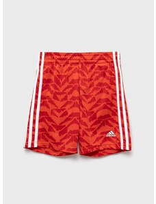 Bavlněné šortky adidas U FT červená barva, nastavitelný pas