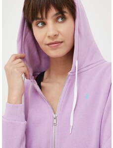 Mikina Polo Ralph Lauren dámská, fialová barva, s kapucí, hladká